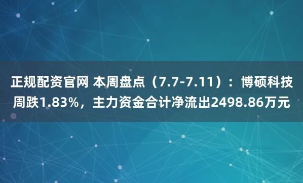 正规配资官网 本周盘点（7.7-7.11）：博硕科技周跌1.83%，主力资金合计净流出2498.86万元