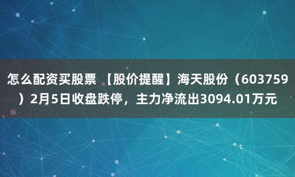 怎么配资买股票 【股价提醒】海天股份（603759）2月5日收盘跌停，主力净流出3094.01万元